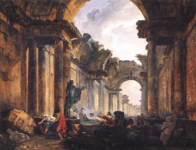 ROBERT, Hubert Imaginary View of the Grande Galerie in the Louvre in Ruins AG Germany oil painting art